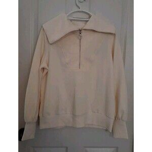 Anzabess Nwt Womens Cream  1/4 Zip Sweatshirt With Long Collar. Size Small. B39